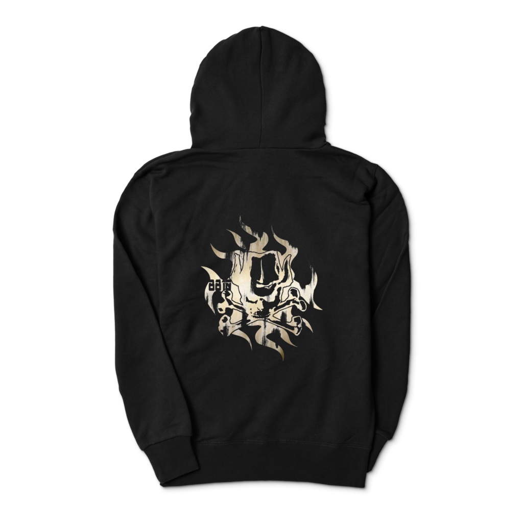 ★カウ・スカル★ジップパーカー★ブラック★プリント【ゴールド&ゴールド】★