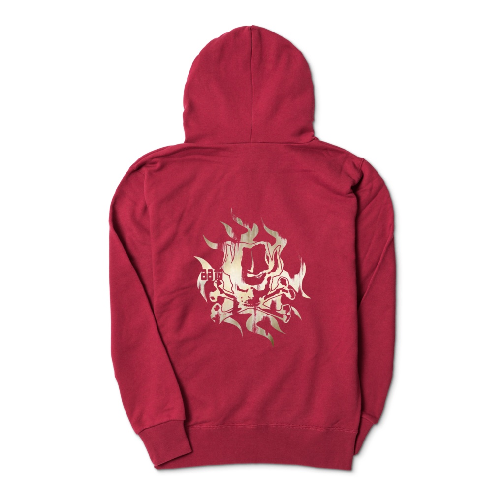 ★カウ・スカル★ジップパーカー★ブラック★プリント【ホワイト&ゴールド】★