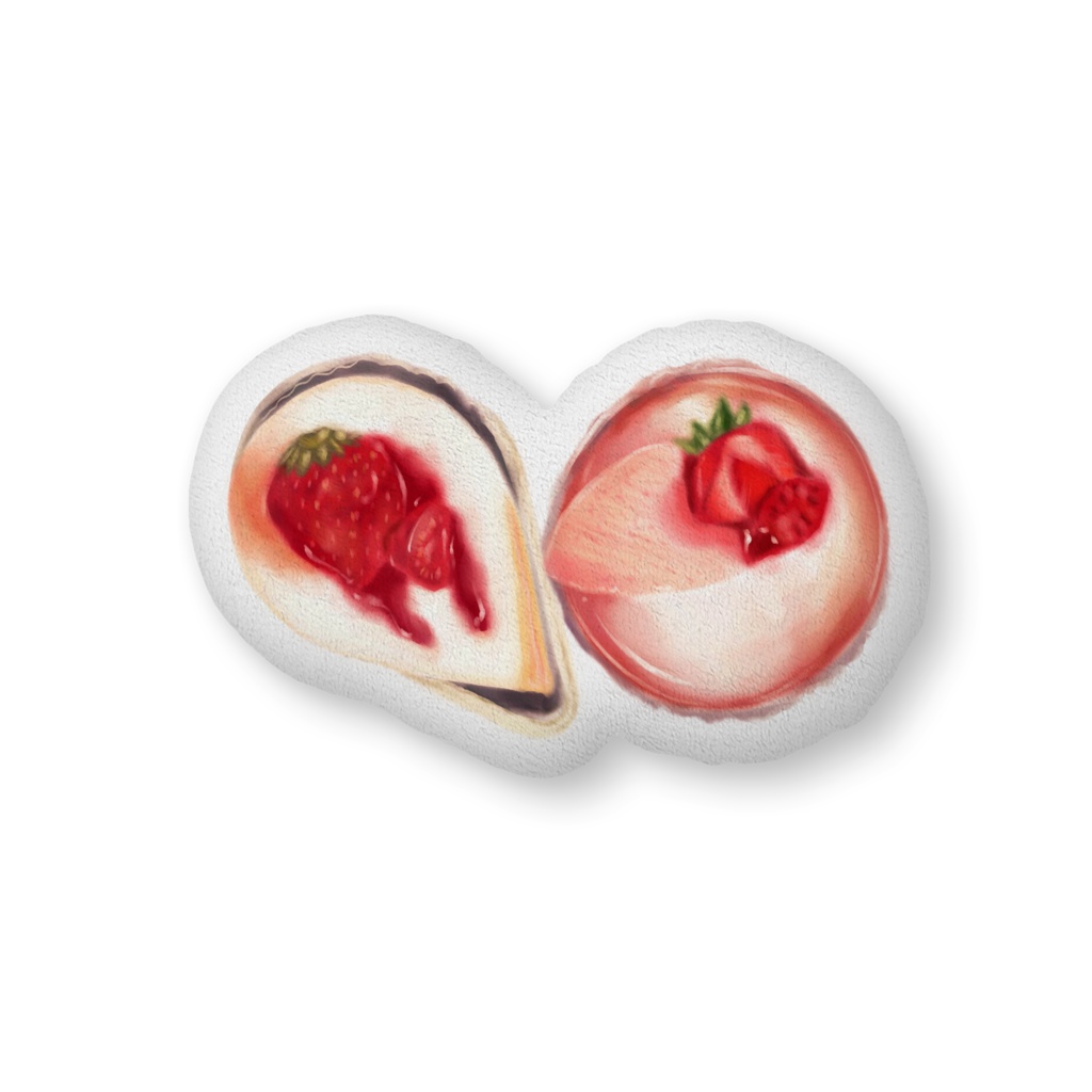 ★ケーキふかふかクッション（中）★苺ショート＆苺ムース★