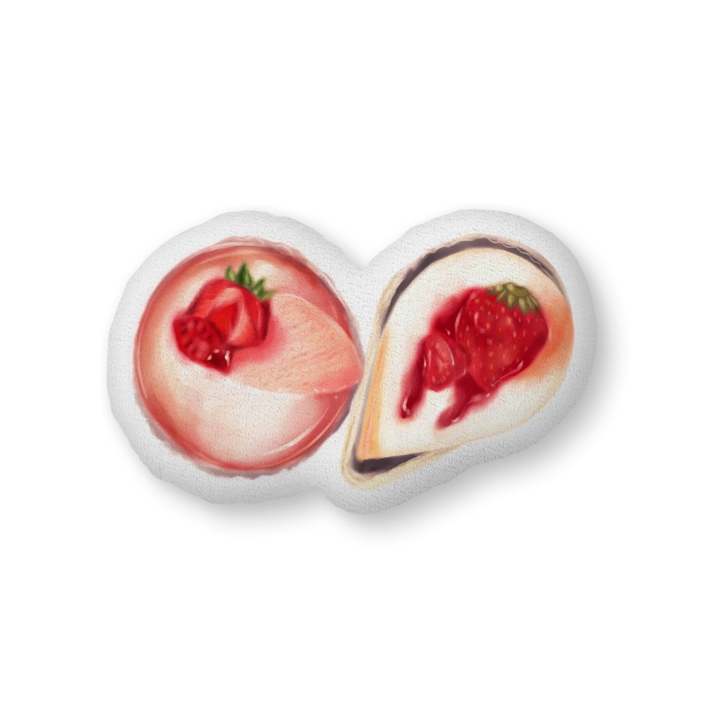 ★ケーキふかふかクッション(中)★苺ショート&苺ムース★