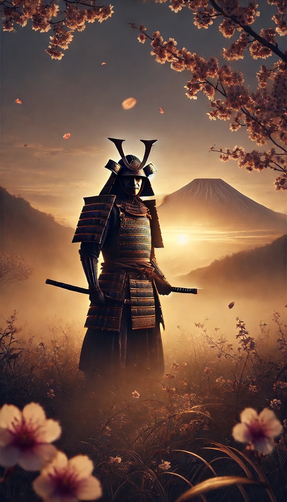 スマホ壁紙（佇む侍１）