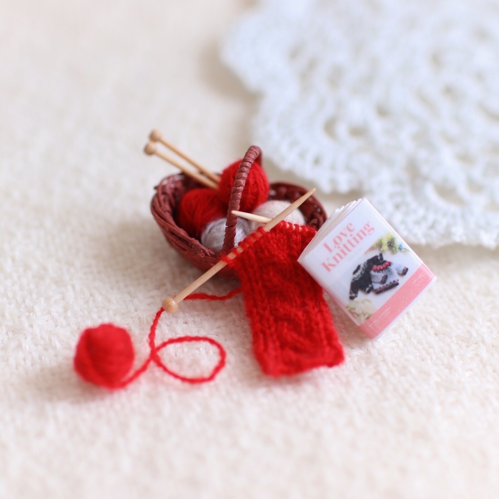 【オビツ11】カシミヤ ケーブルマフラー&ミトン (オプション)編みかけマフラーと編み物セット