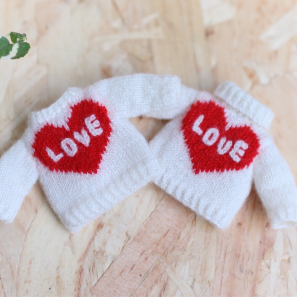 【オビツ11】カシミヤ ハートのセーター (オプション)編みかけセーターと編み物セット