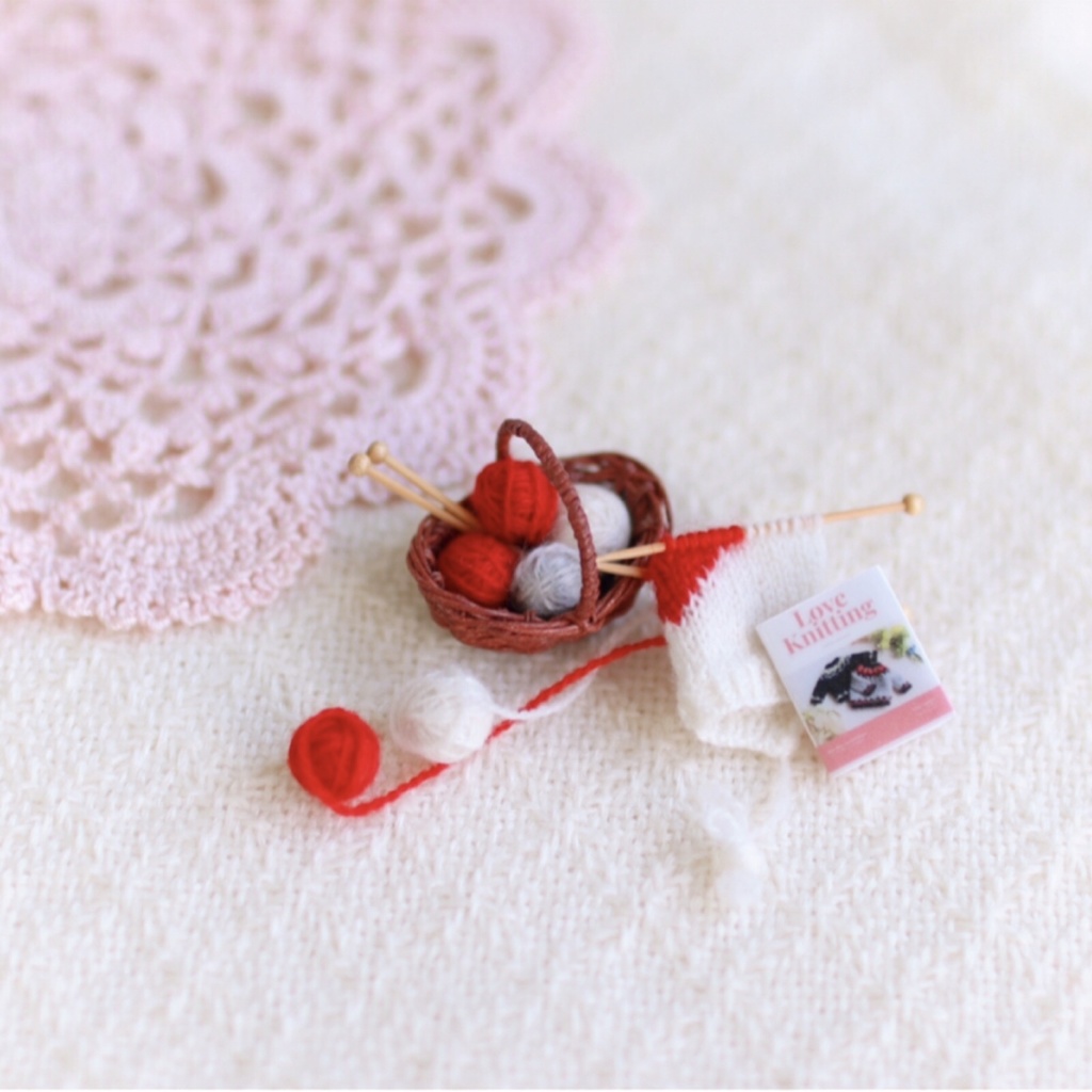 【オビツ11】カシミヤ ハートのセーター (オプション)編みかけセーターと編み物セット