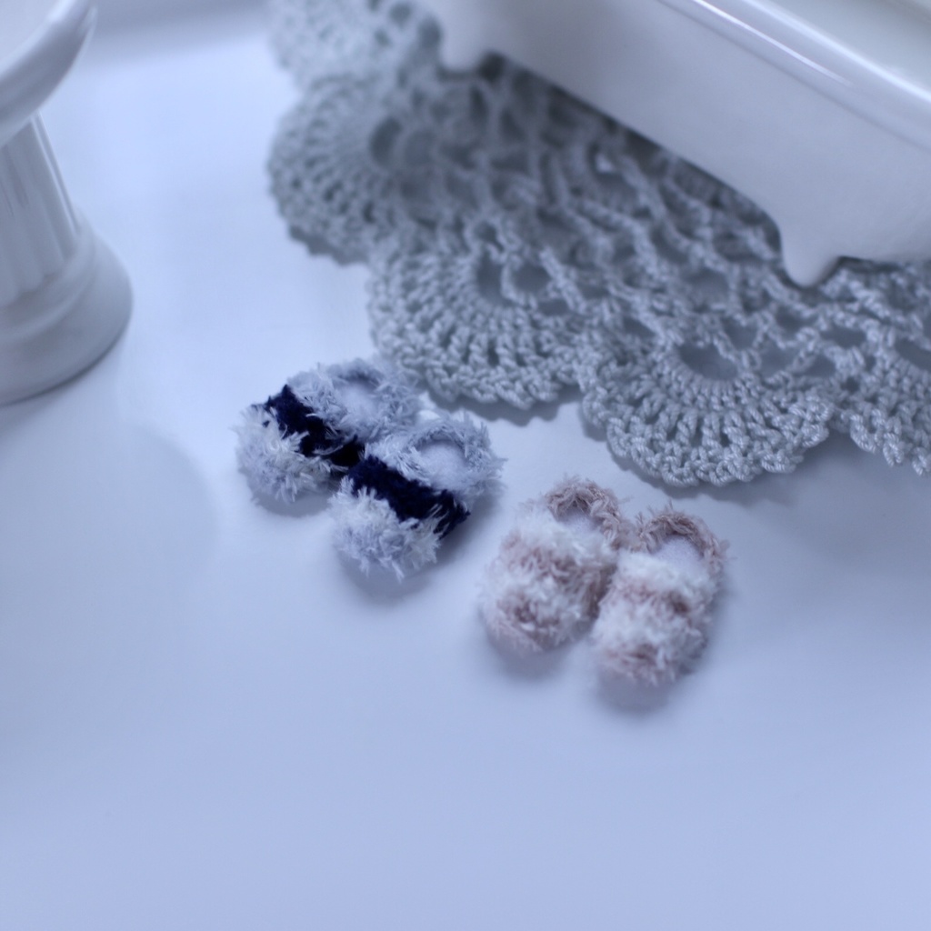 もこもこボーダールームシューズ