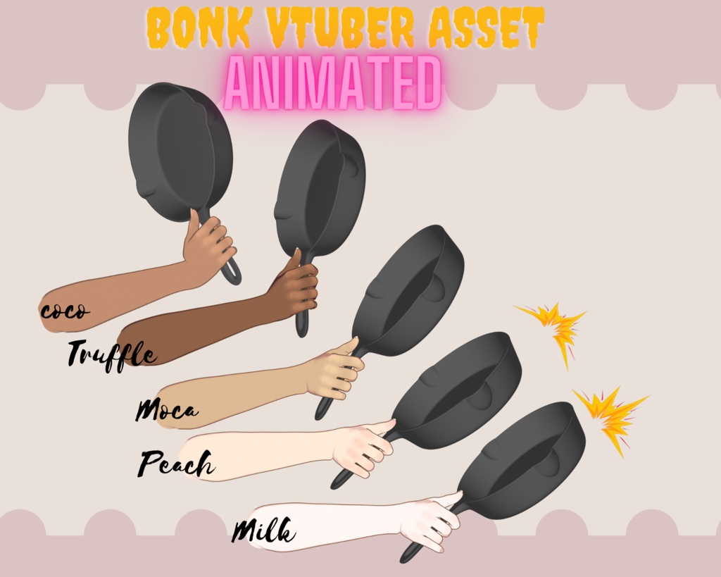 Bonk Pan Gif vtuber asset- Animated vtuber hand Asset for vts, Twitch Redeem,【VTuber素材】小物を持つ手, アニメーション Vtuber アセット