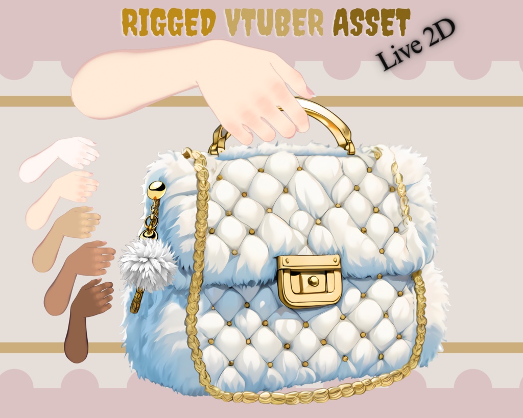 Rigged Vtuber Asset hand holding Handbag-Animated vtuber hand Asset for vts, Live2D asset,【VTuber素材】小物を持つ手, アニメーション Vtuber アセット