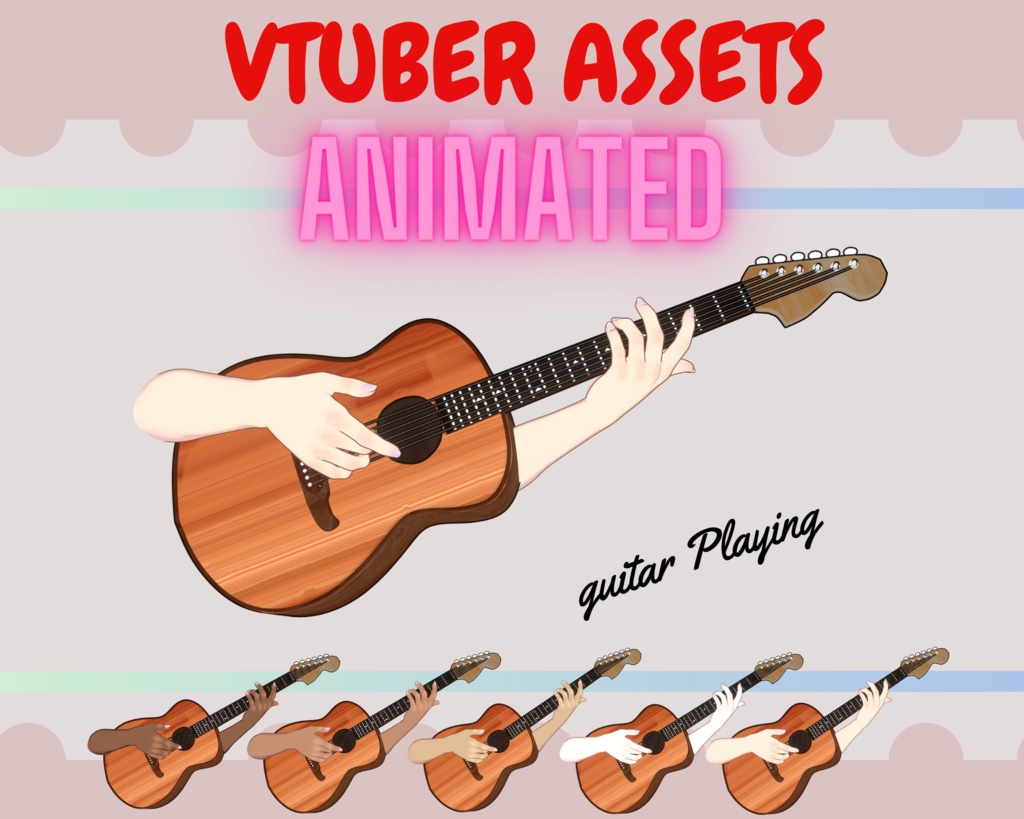 Animated Vtuber hands - Guitar Playing | vtuber hand asset |Musical VTuber hands| Vtuber asset【VTuber素材】小物を持つ手, アニメーション Vtuber アセット