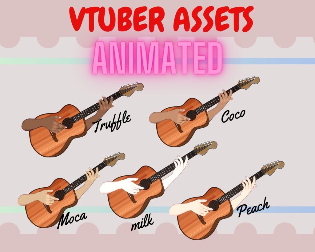 Animated Vtuber hands - Guitar Playing | vtuber hand asset |Musical VTuber hands| Vtuber asset【VTuber素材】小物を持つ手, アニメーション Vtuber アセット