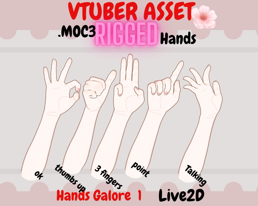 Rigged vtuber hands asset |Animated- Vtuber hands (vol1)| Twitch Asset |Twitch redeem, VTuber hands| Vtuber accessory, live2d asset, VTS