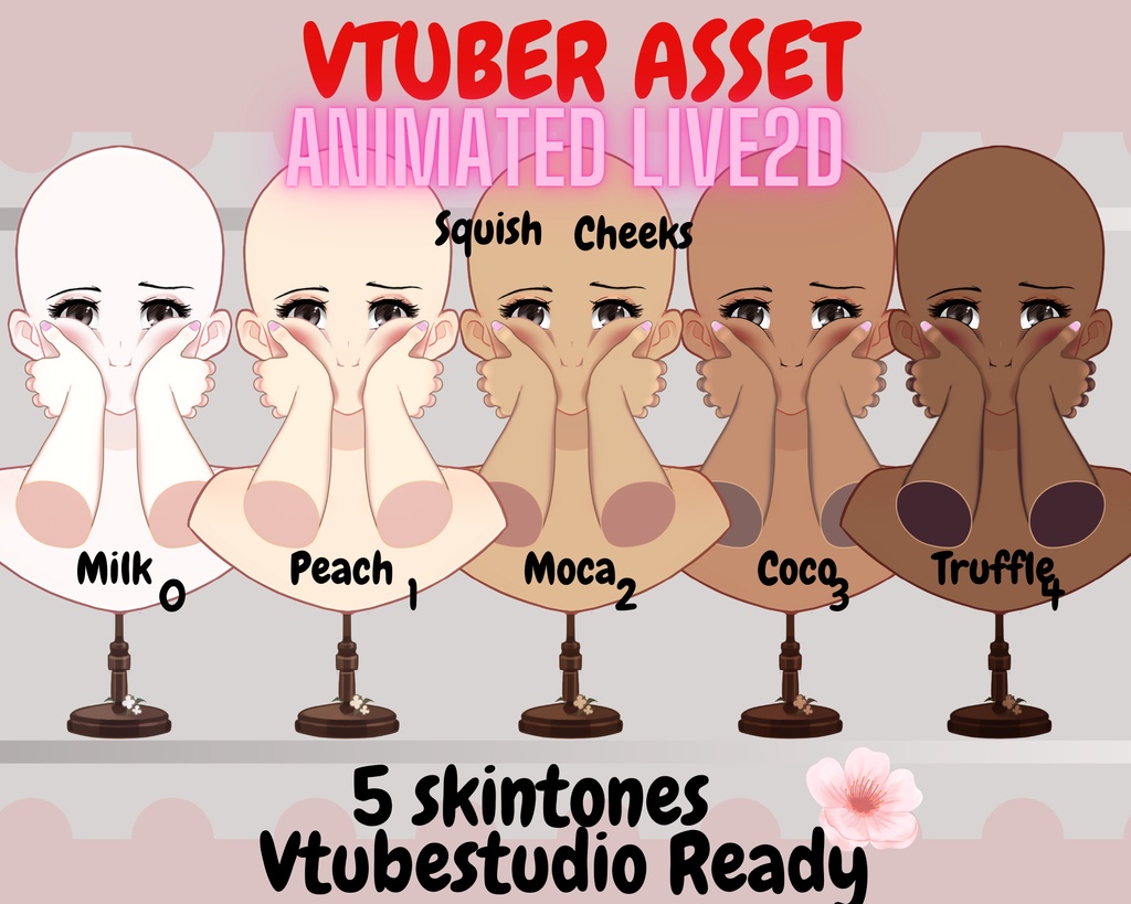 Rigged Squish cheeks| vtuber hand asset, Animated- Vtuber hands Asset, Vtuber Asset head pat, Vtuber accessory, live2d asset, VTS 【VTuber素材】小物を持つ手, アニメーション Vtuber アセット