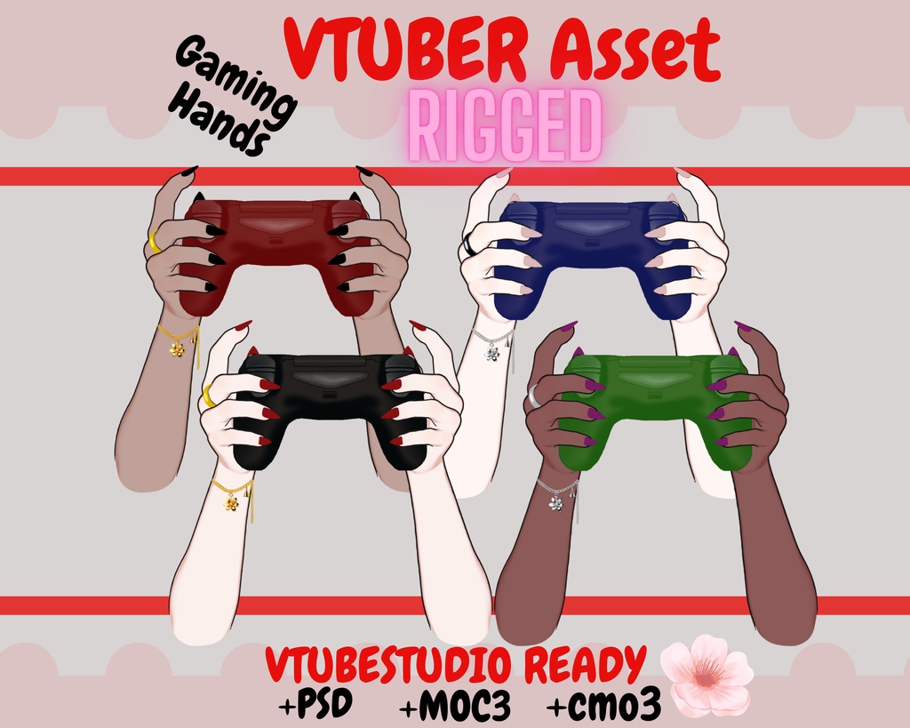 Rigged, Animated- Vtuber hands Asset | Gaming Controller | Controller | Twitch Asset |Twitch redeem, Vtuber accessory, live2d asset, VTS【VTuber素材】小物を持つ手, アニメーション Vtuber アセット