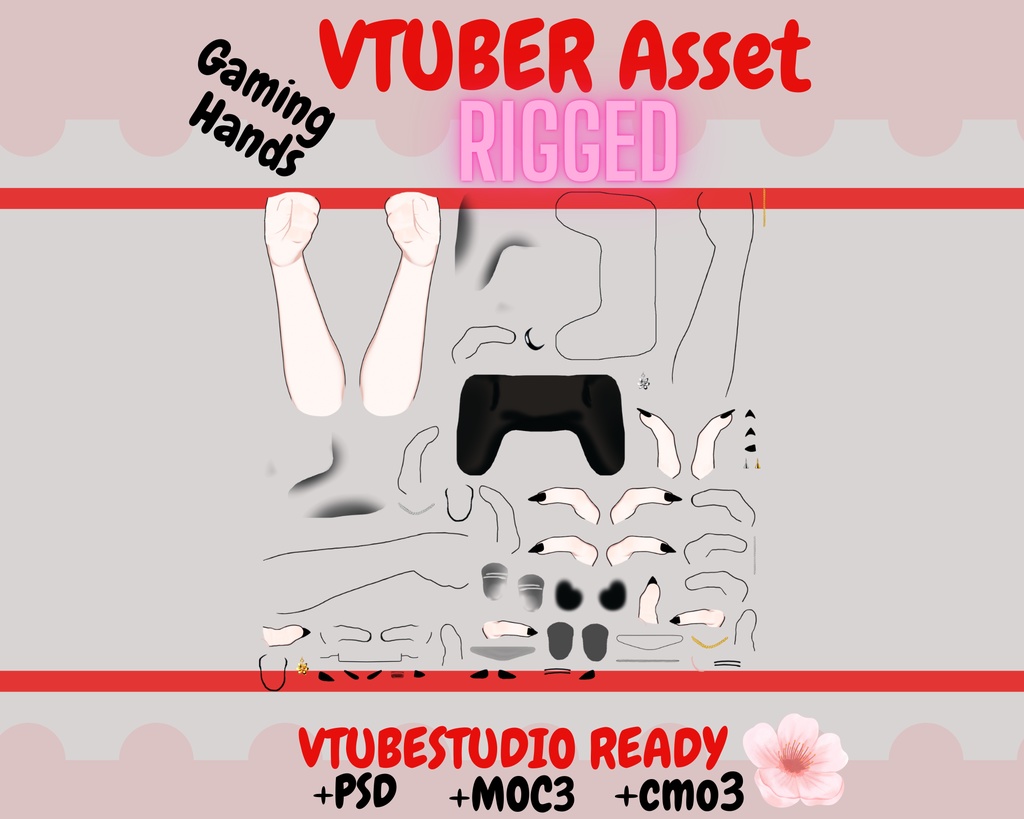 Rigged, Animated- Vtuber hands Asset | Gaming Controller | Controller | Twitch Asset |Twitch redeem, Vtuber accessory, live2d asset, VTS【VTuber素材】小物を持つ手, アニメーション Vtuber アセット