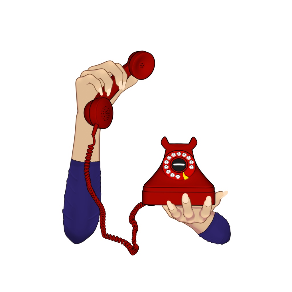 Rigged, Animated- Vtuber hands Asset | Retro phone | Twitch Asset |Twitch redeem, Vtuber accessory, live2d asset, VTS【VTuber素材】小物を持つ手, アニメーション Vtuber アセット