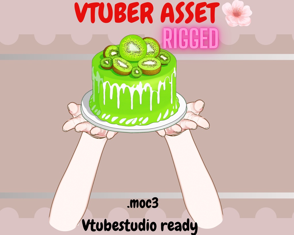 (Live2d)Free vtuber asset -Kiwi cake- Rigged vtuber hand Asset for vts, Twitch Redeem,【VTuber素材】小物を持つ手, アニメーション Vtuber アセット