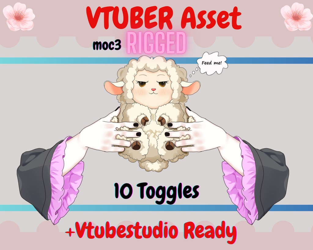[Live2Dアイテム] Vtuber Pet-Hand holding kawaii Sheep - rigged Asset /Chibi lamb/moc3, cmo3/ Vtuber pet sheep, live2d asset, Vtuber Hand asset, VTS【VTuber素材】小物を持つ手, アニメーション Vtuber アセット