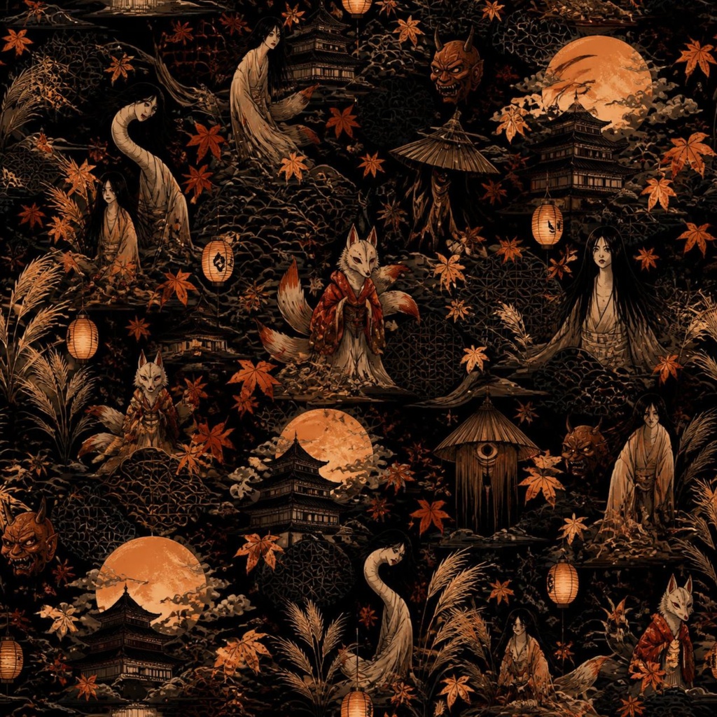 幻想和風ハロウィン10枚セット|Mystical Japanese Halloween 10 Sheets