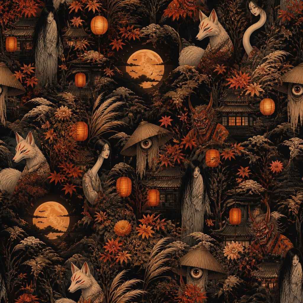 幻想和風ハロウィン10枚セット|Mystical Japanese Halloween 10 Sheets