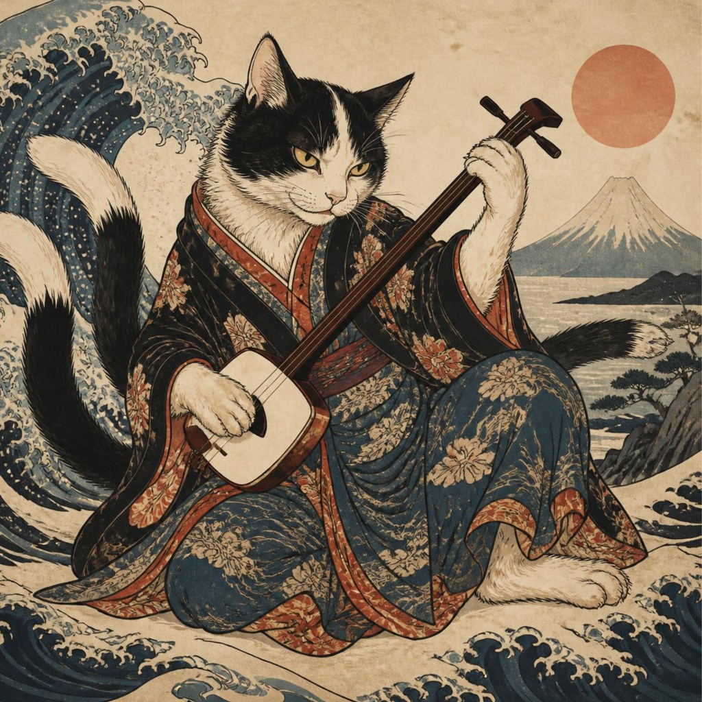 猫又絵巻5枚|Bakeneko — Traditional Japanese Yokai 5sheets