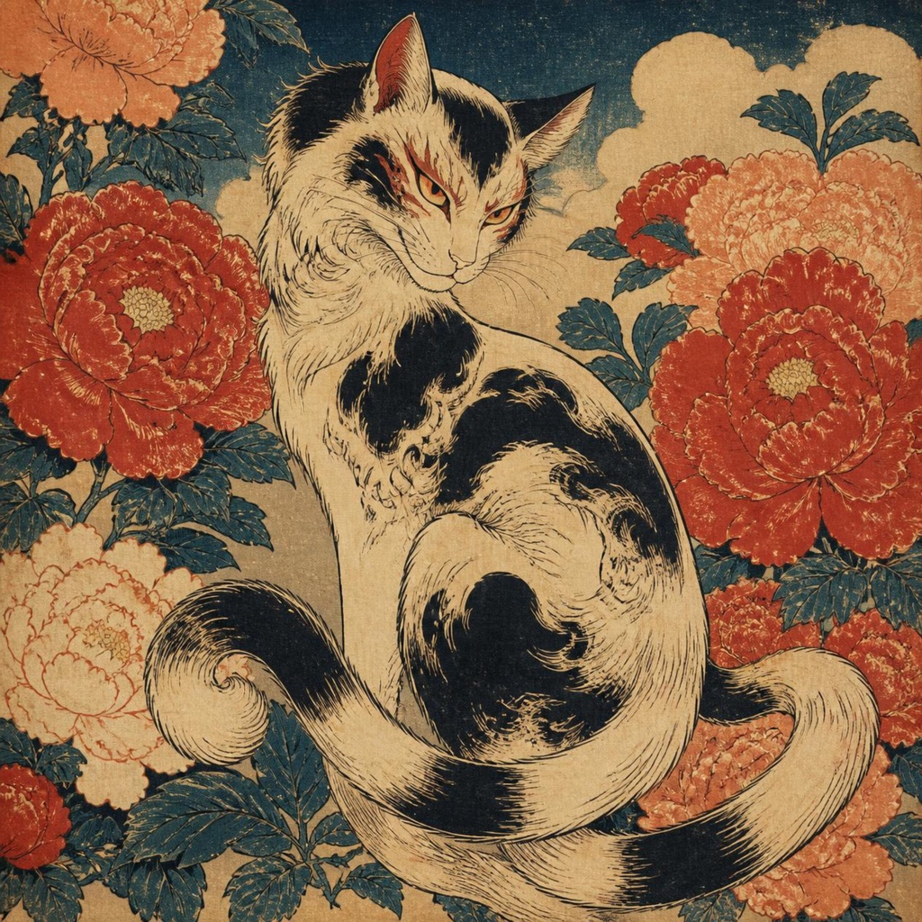猫又絵巻5枚|Bakeneko — Traditional Japanese Yokai 5sheets
