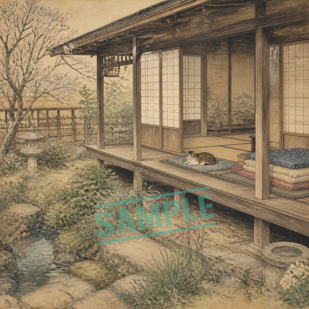猫と日本風景10枚セット|Japanese Scenes with Cats 10sheets