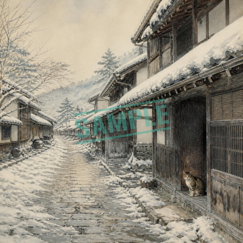 猫と日本風景10枚セット|Japanese Scenes with Cats 10sheets