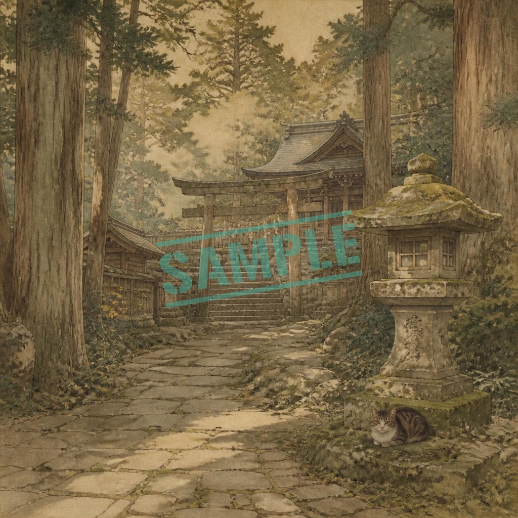猫と日本風景10枚セット|Japanese Scenes with Cats 10sheets