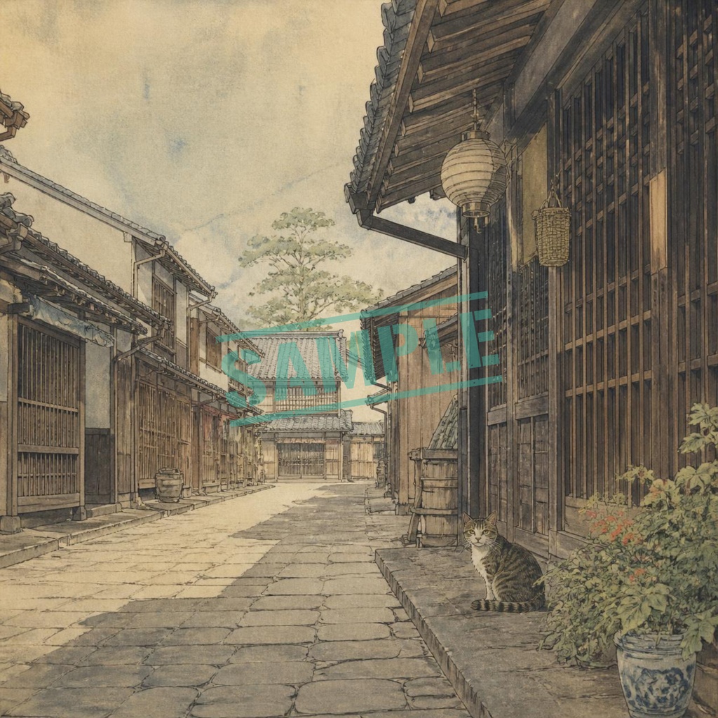 猫と日本風景10枚セット|Japanese Scenes with Cats 10sheets