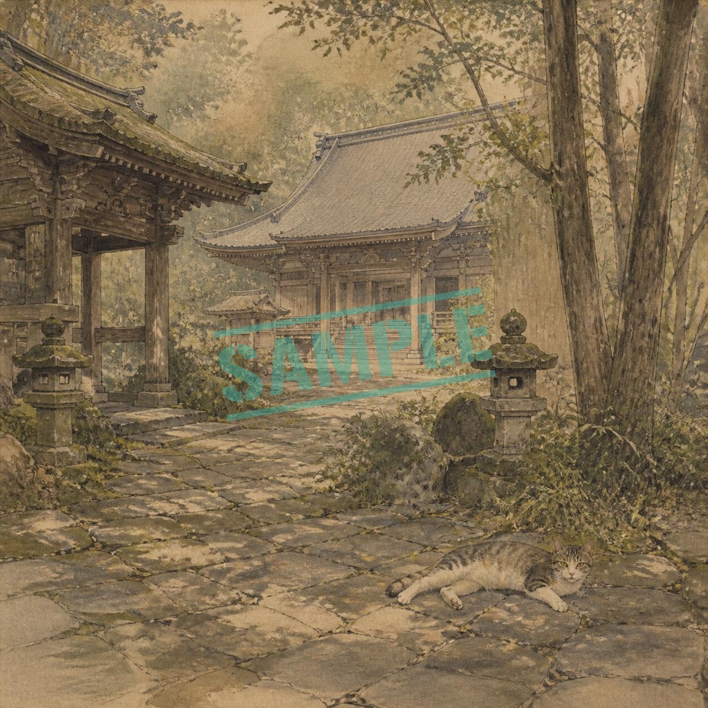 猫と日本風景10枚セット|Japanese Scenes with Cats 10sheets