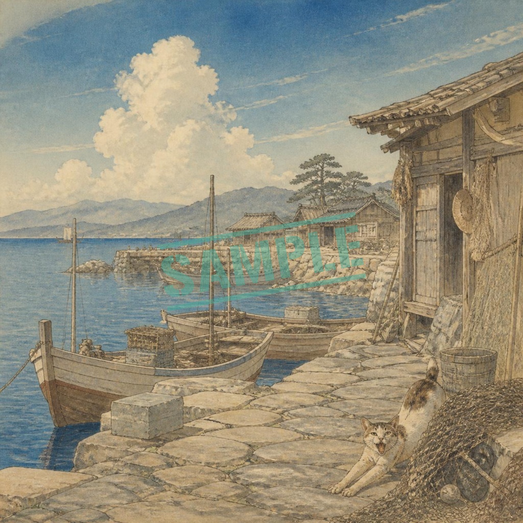 猫と日本風景10枚セット|Japanese Scenes with Cats 10sheets