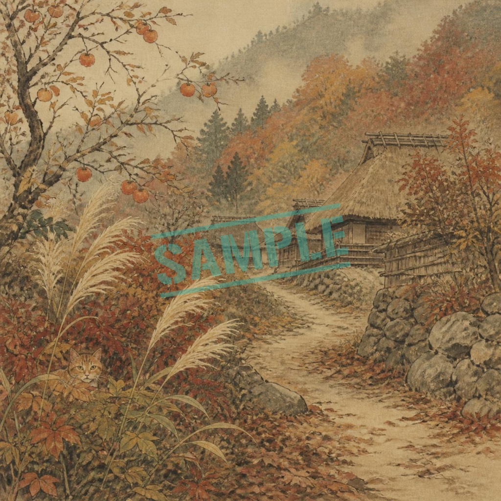 猫と日本風景10枚セット|Japanese Scenes with Cats 10sheets