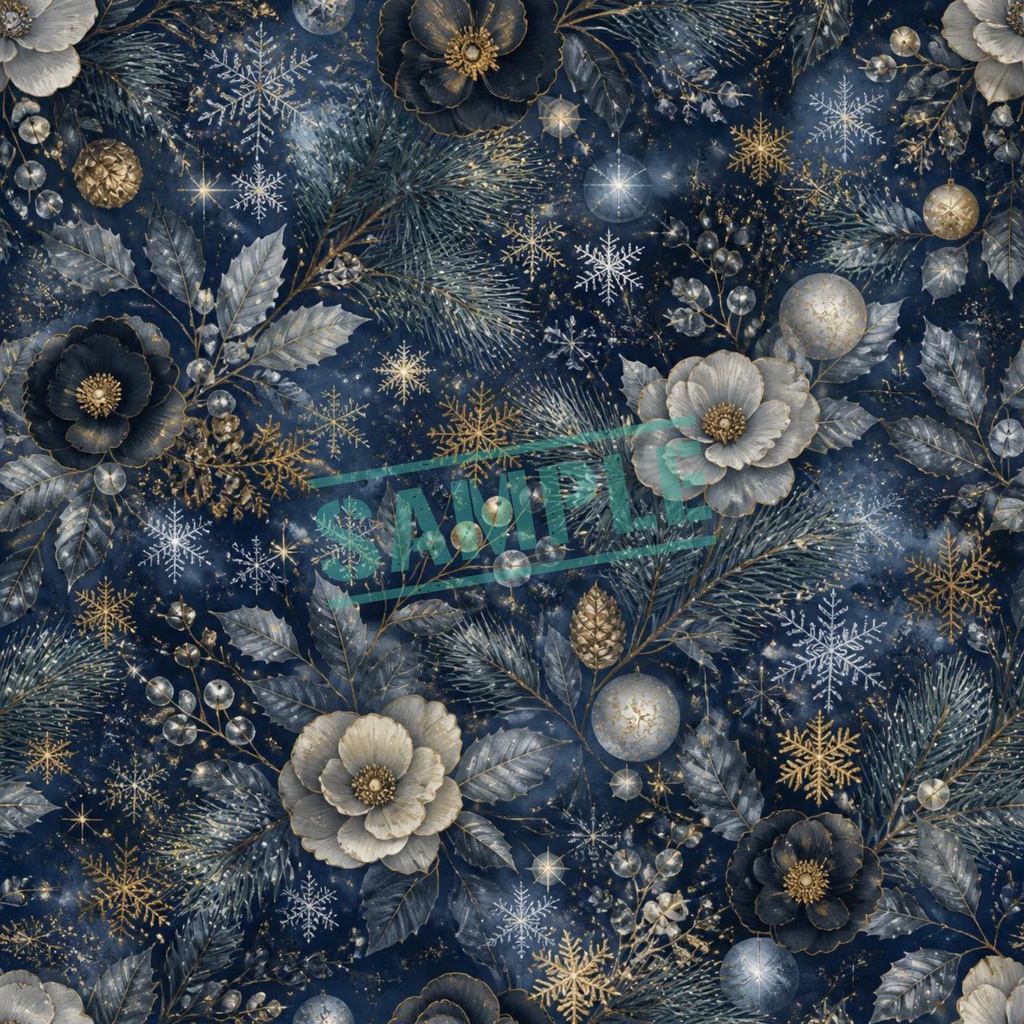 蒼いクリスマス10枚セット|Blue Winter Night Digital Paper 10sheets