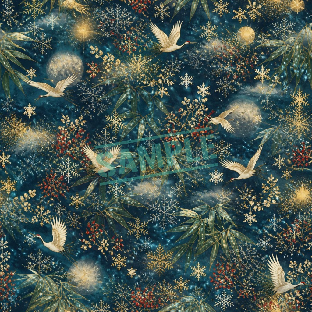 蒼いクリスマス10枚セット|Blue Winter Night Digital Paper 10sheets