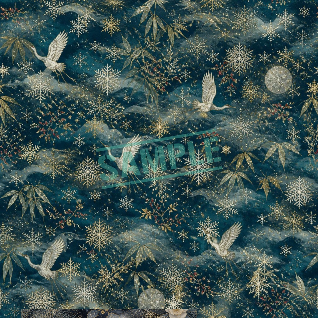 蒼いクリスマス10枚セット|Blue Winter Night Digital Paper 10sheets