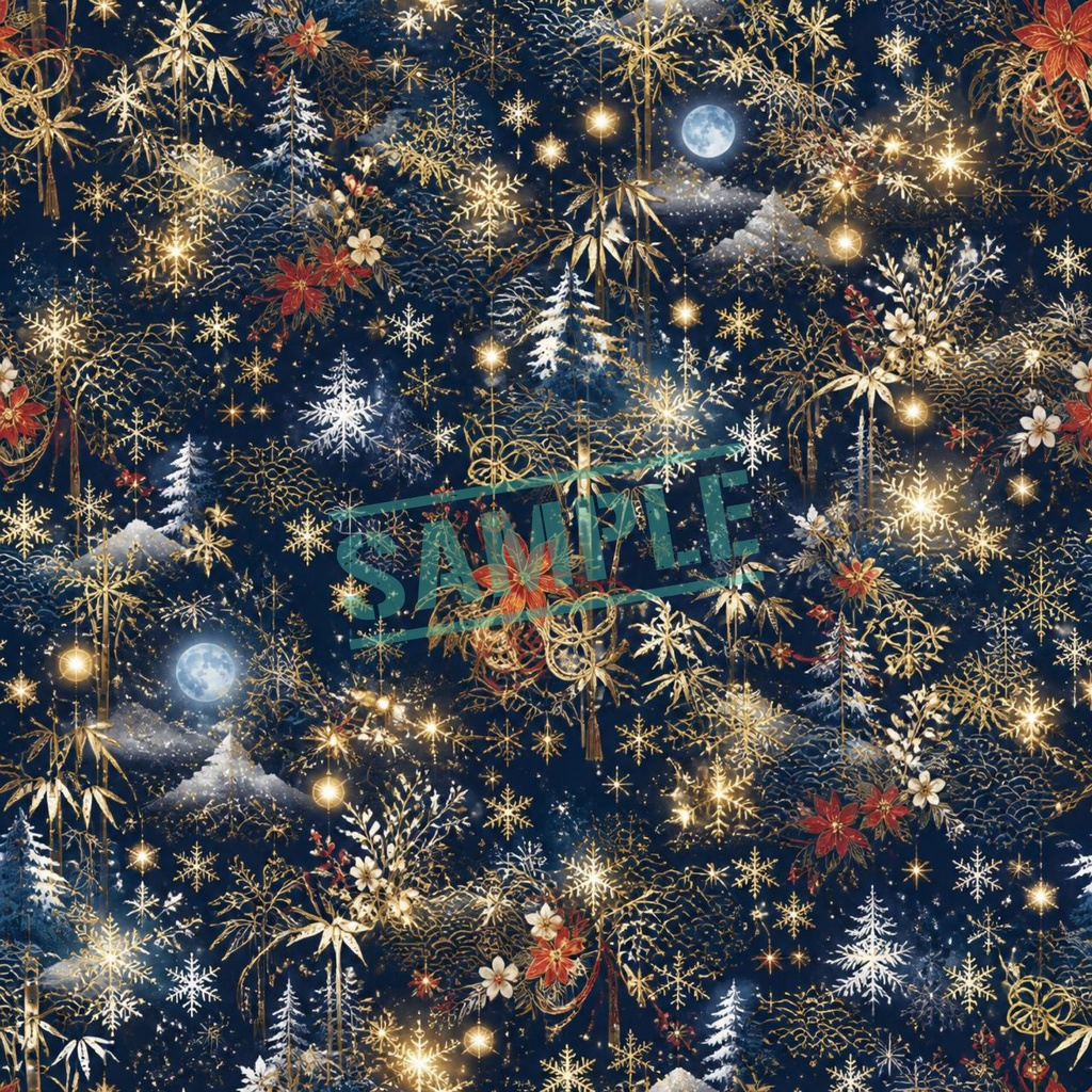 蒼いクリスマス10枚セット|Blue Winter Night Digital Paper 10sheets