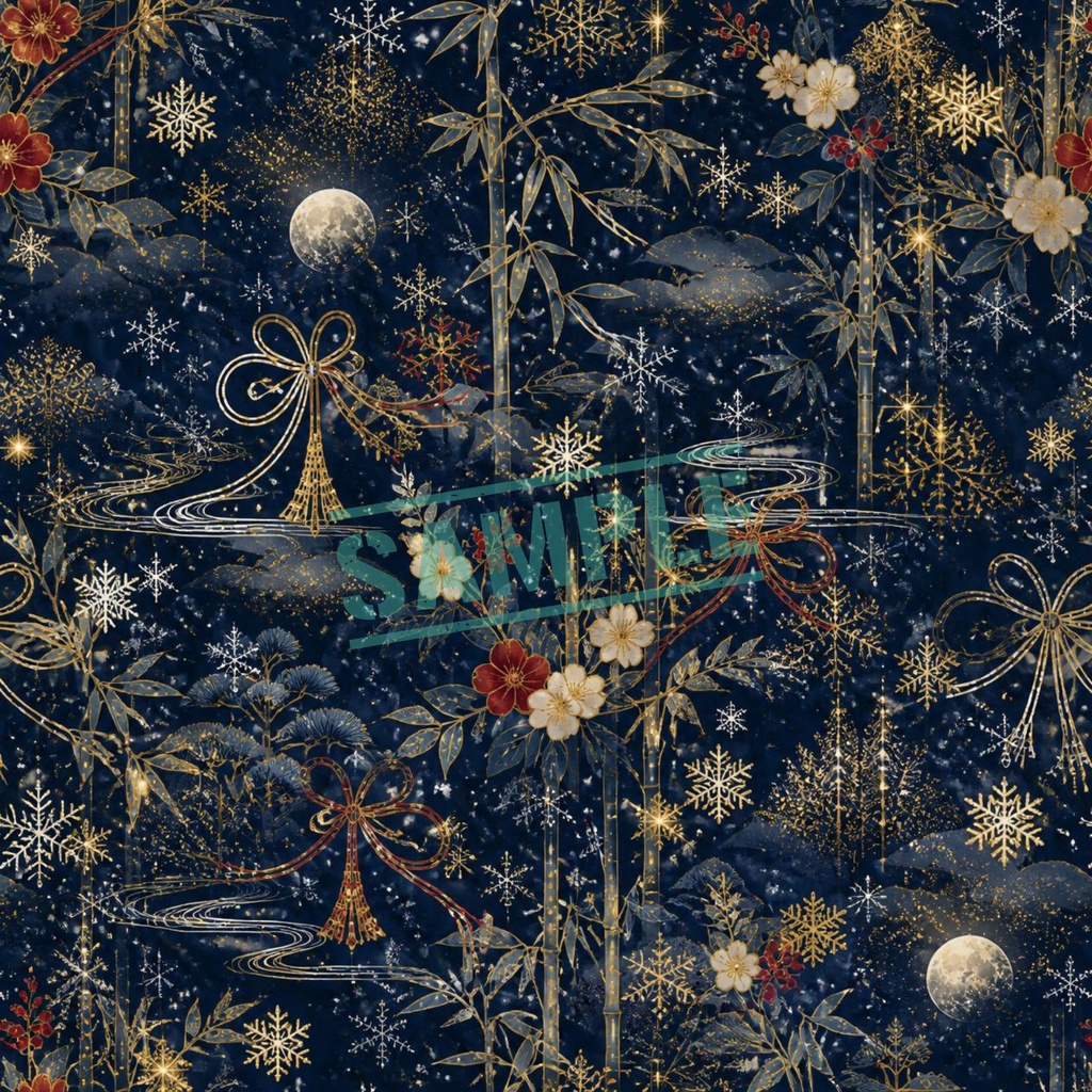 蒼いクリスマス10枚セット|Blue Winter Night Digital Paper 10sheets