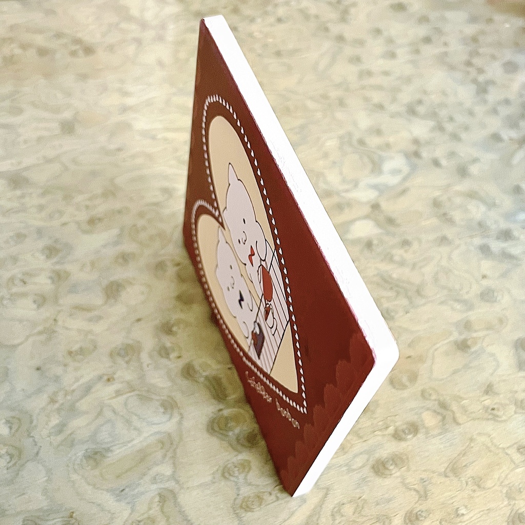 猫バーテンダー「ぼんぼんツインズ🍷」コースター(バレンタインver)