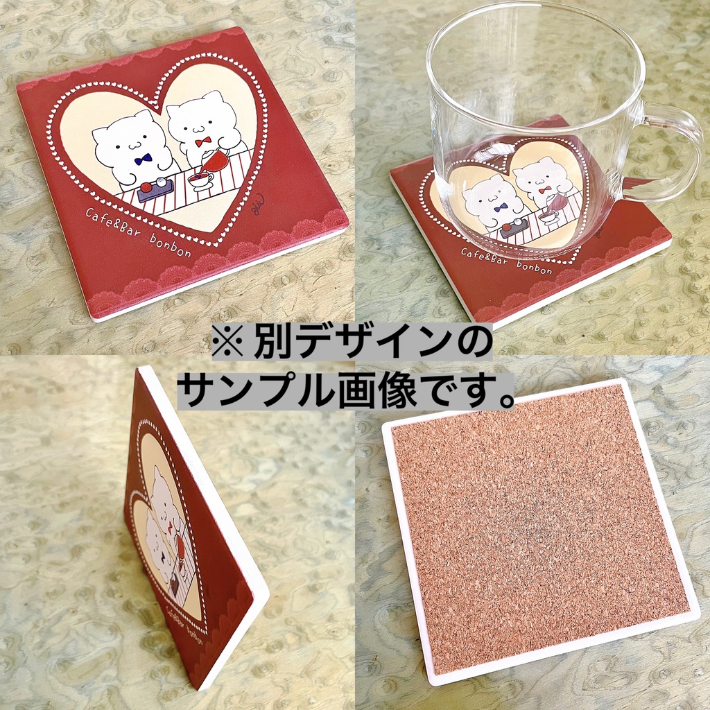 猫バーテンダー「ぼんぼんツインズ🍷」コースター(ホワイトデーver)