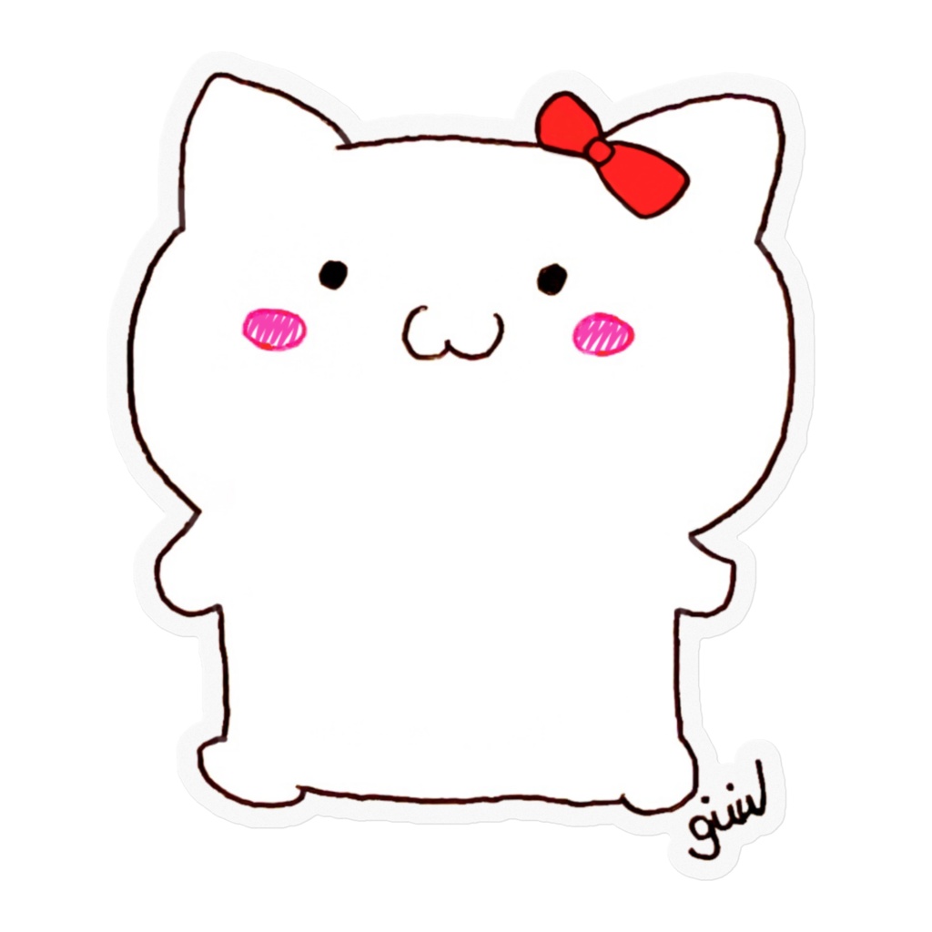 人間っぽい猫「おちょう🎀」【大】クリアステッカー(ノーマルver)