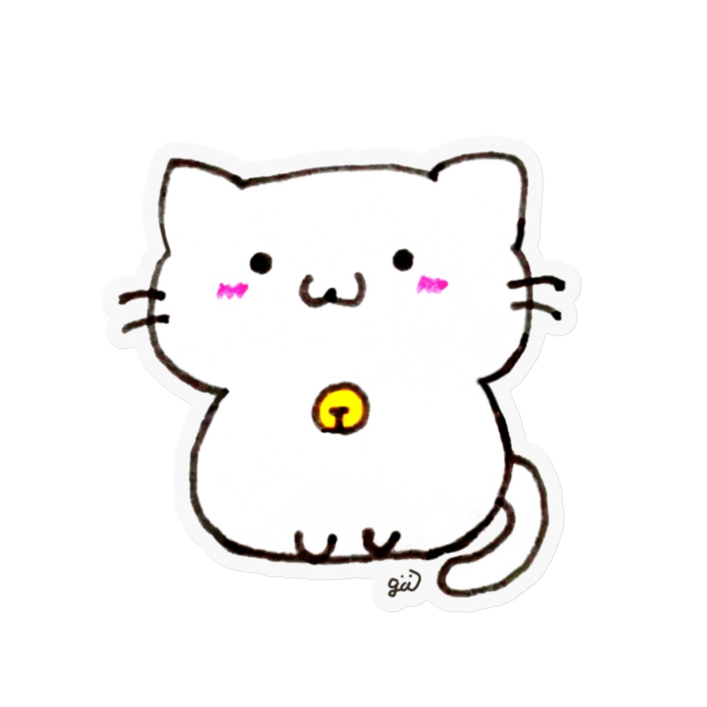 白猫「ちりん🔔」【大】クリアステッカー(ノーマルver)