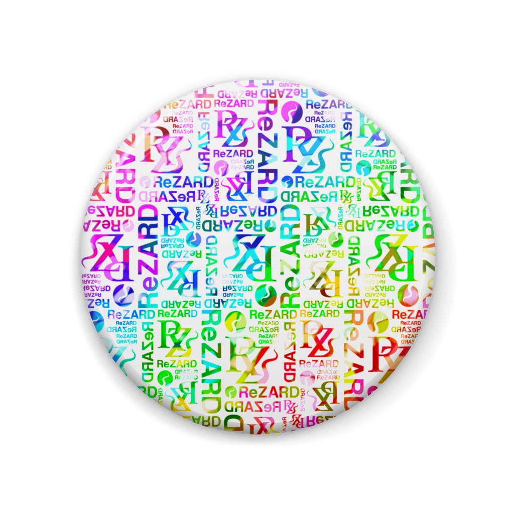缶バッジ 57mm〈 白 〉総柄カラフル