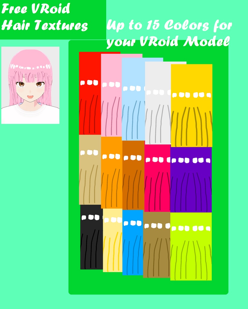 Free VRoid Hair Textures - Up to 15 Colors for your VRoid Model