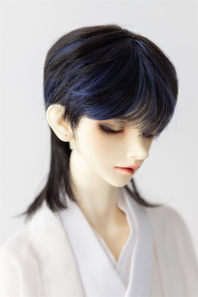 【カカ星球】【8−8.5, 8.5-9inch】ドールウィッグ 男子セミロング インナーカラー