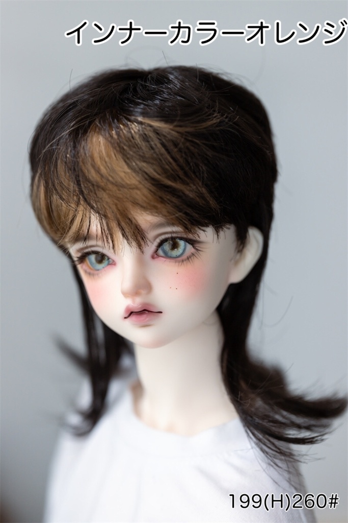 【カカ星球】【8−8.5, 8.5-9inch】ドールウィッグ 男子セミロング インナーカラー