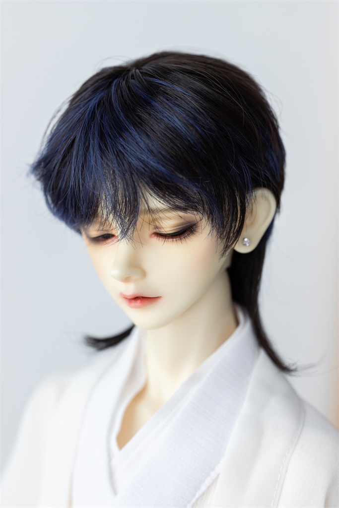 【カカ星球】【8−8.5, 8.5-9inch】ドールウィッグ 男子セミロング インナーカラー