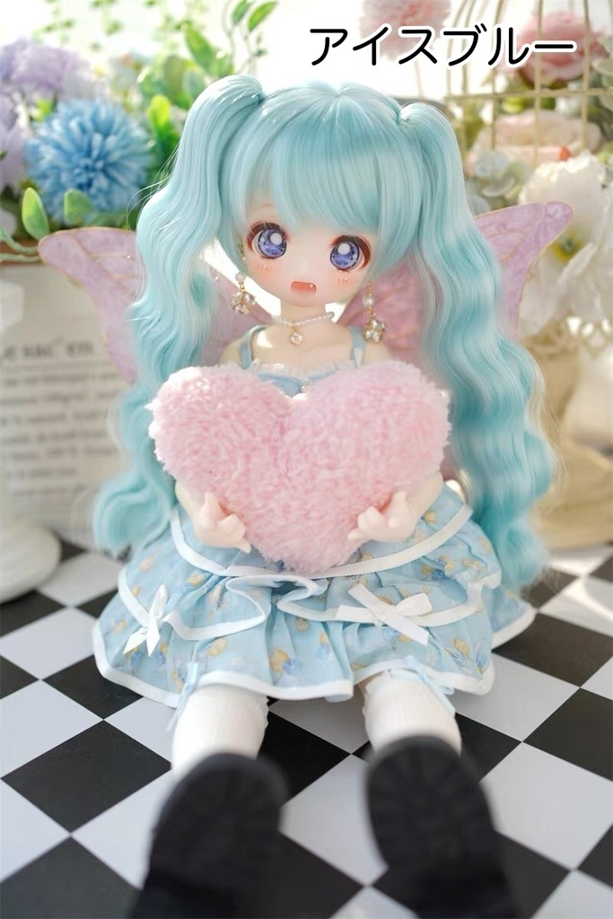 【カカ星球】【8-8.5inch】ドールウィッグ ツインテール 取り外せるタイプ