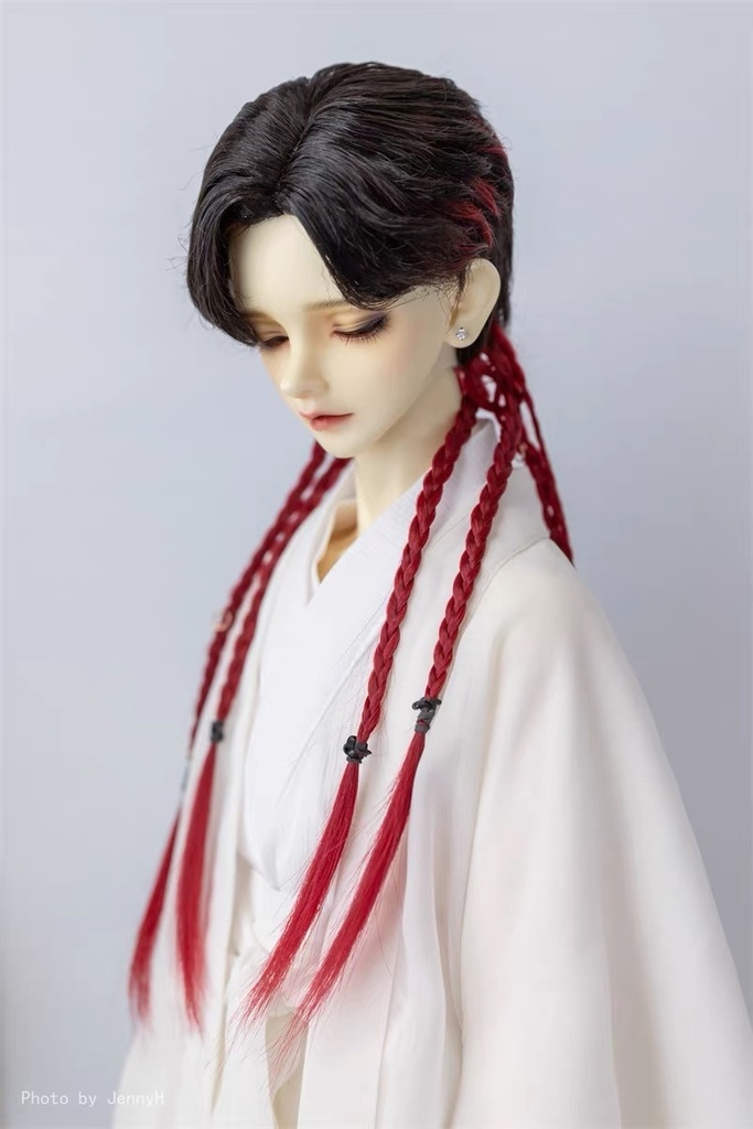 【カカ星球】【8.5-9inch】ドールウィッグ 男子おさげ インナーカラー