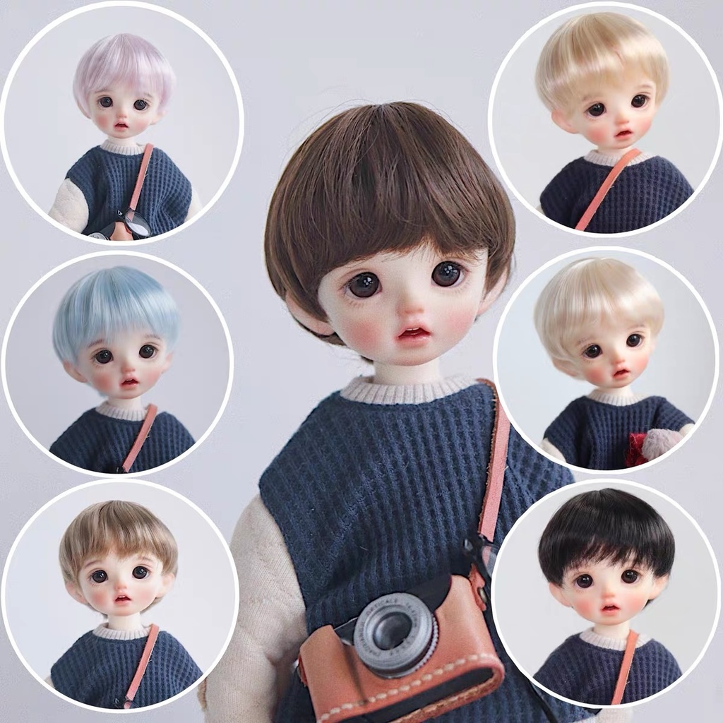 ドール ウィッグ BJD 人形 1 8 かつら ツイン ライトブラウン - おもちゃ