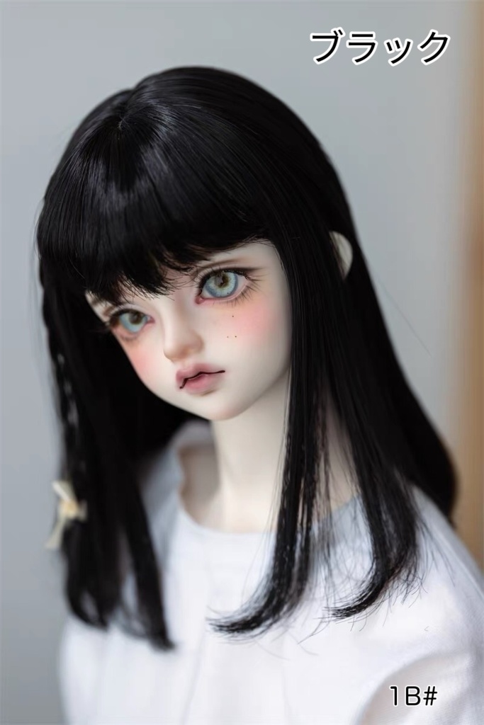 【カカ星球】【8.5-9inch】ドールウィッグ セミロング リボンおさげ