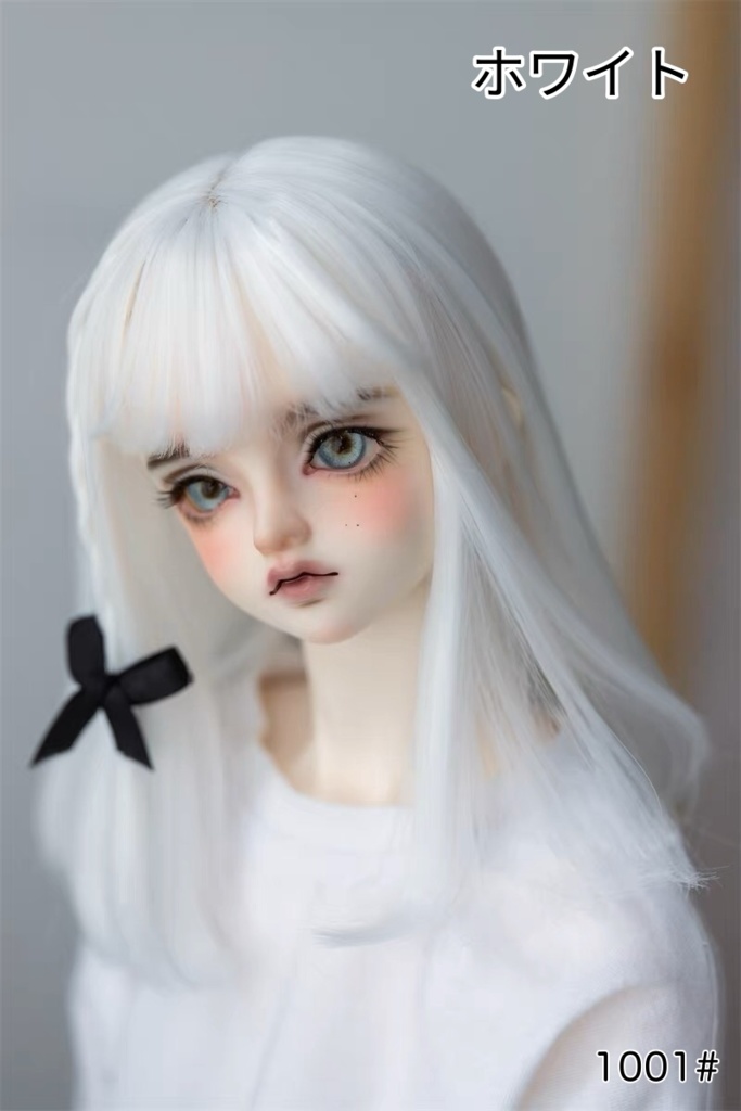 【カカ星球】【8.5-9inch】ドールウィッグ セミロング リボンおさげ